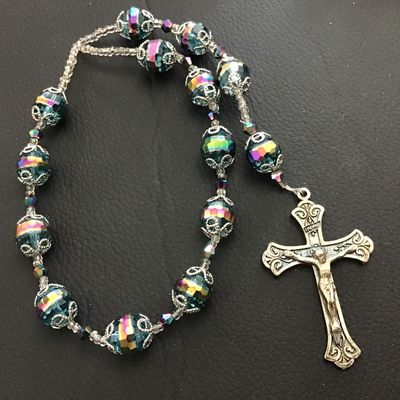 Italy Chapel Crucifix Aurora Bead prayer Bracelet