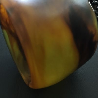 Statement Chunky Translucent Amber Brown Organic Smoke Swirl Vintage Bangle
