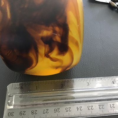 Statement Chunky Translucent Amber Brown Organic Smoke Swirl Vintage Bangle