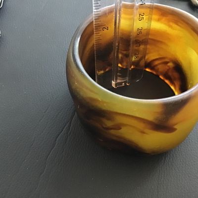 Statement Chunky Translucent Amber Brown Organic Smoke Swirl Vintage Bangle