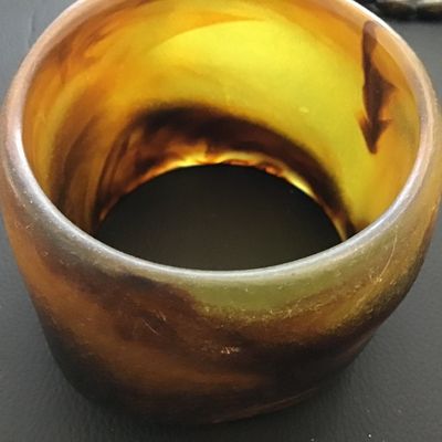 Statement Chunky Translucent Amber Brown Organic Smoke Swirl Vintage Bangle