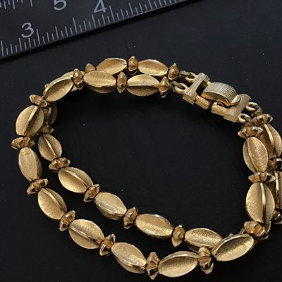Crown Trafari Vintage Gold Tone Double Strand Vintage Bracelet