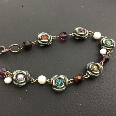 Anna Sui Rose Rhinestone Vintage Bracelet