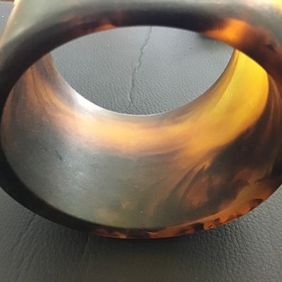 Statement Chunky Translucent Amber Brown Organic Smoke Swirl Vintage Bangle