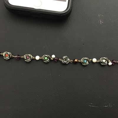 Anna Sui Rose Rhinestone Vintage Bracelet