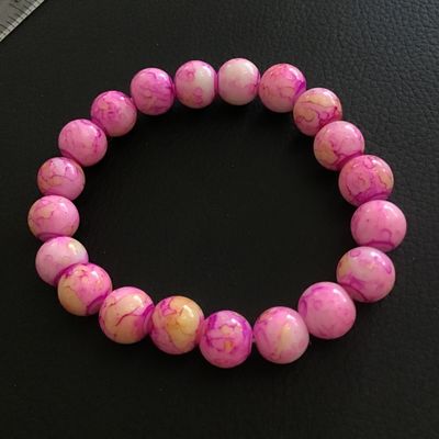 Hot pink stone type bead bracelet
