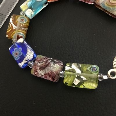Vintage art glass toggle Bracelet