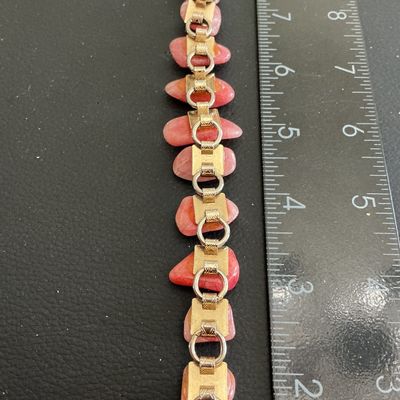 Sale Photo Thumbnail #108: Beautiful vintage pink agate bracelet 
Please see attached pictures
