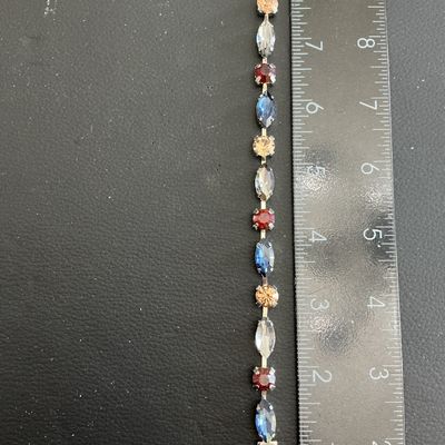 Sale Photo Thumbnail #115: Beautiful Vintage Multi Colored Glass rhinestone Bracelet 
Please see attached pictures