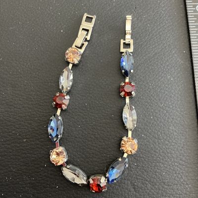 Sale Photo Thumbnail #119: Beautiful Vintage Multi Colored Glass rhinestone Bracelet 
Please see attached pictures