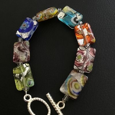 Vintage art glass toggle Bracelet
