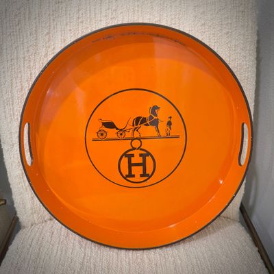 Sale Photo Thumbnail #32: Hermes orange lacquer serving tray