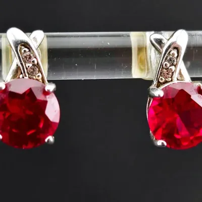 3.2ctw Ruby Sterling Silver Earrings 