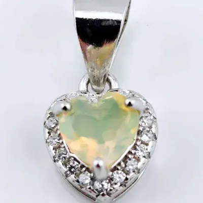 Opal Sterling Silver Heart Pendant 
