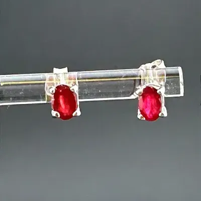 Ruby Sterling Silver Earrings