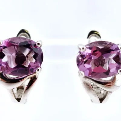 Amethyst Sterling Silver Leverback Earrings 