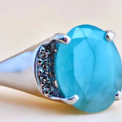 8.2ct Emerald Sterling Silver Ring 