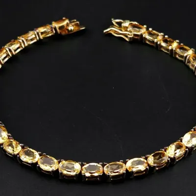 12.4ctw Citrine Gold Vermeil Sterling Silver Tennis Bracelet 