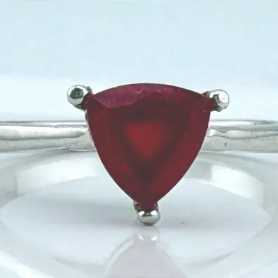 Ruby Trillion-Cut Sterling Silver Ring 