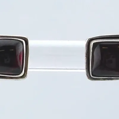 Garnet Sterling Silver Stud Earrings 