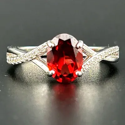Garnet Sterling Silver Ring