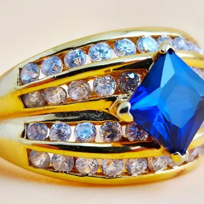 2ct Sapphire Gold Vermeil Sterling Silver Ring 