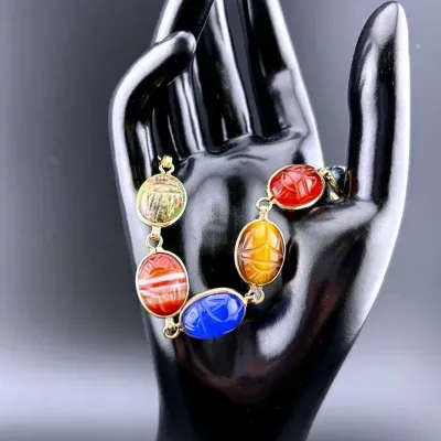 Gemstone Gold Filled Scarab Bracelet