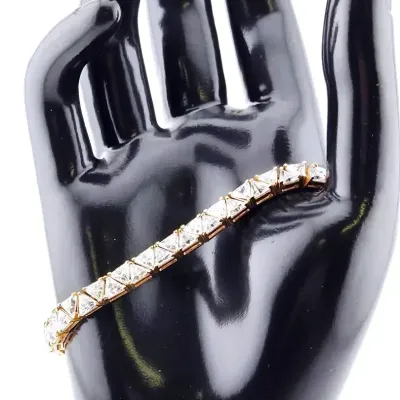 Clear Stone Gold Vermeil Sterling Silver Tennis Bracelet 