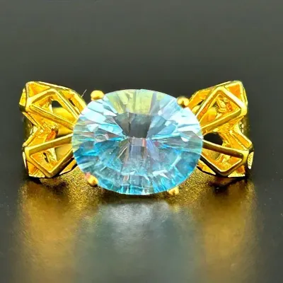 4.5ct Sky Blue Topaz Gold Vermeil Sterling Silver Ring