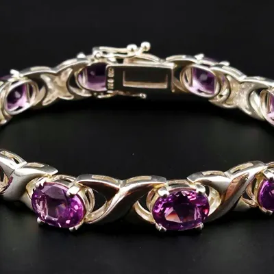 18ctw Amethyst Sterling Silver Bracelet 