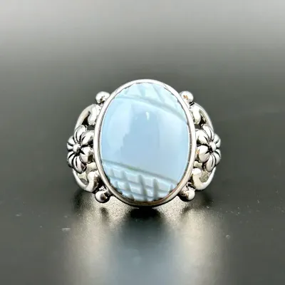 Blue Lace Agate Sterling Silver Statement Ring