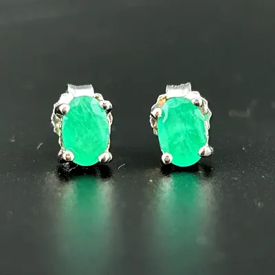 Emerald Sterling Silver Earrings
