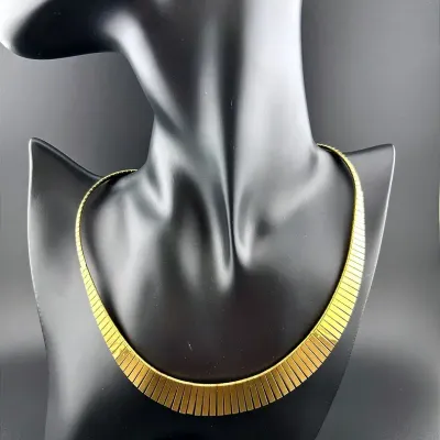 Italian Gold Vermeil Sterling Silver Graduated Cleopatra Necklace