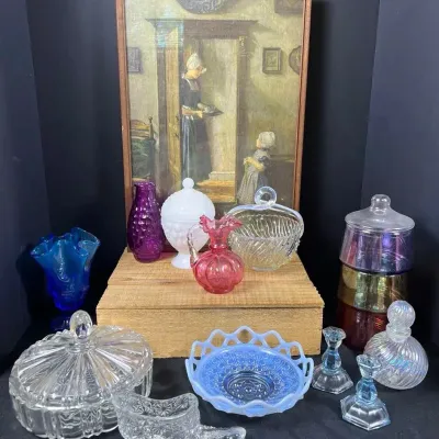 Vintage Glassware Collection: Fenton, Milk Glass, & Iridescent Art Pieces