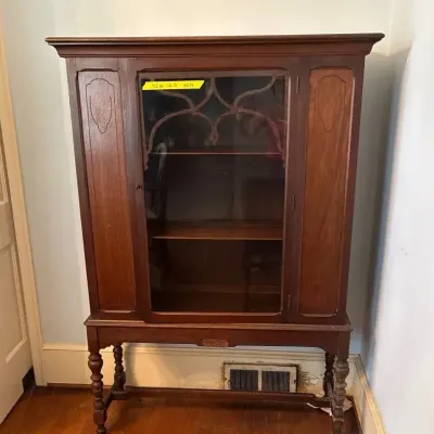 Antique 1920s Jacobean Revival Mahogany China Cabinet Hutch