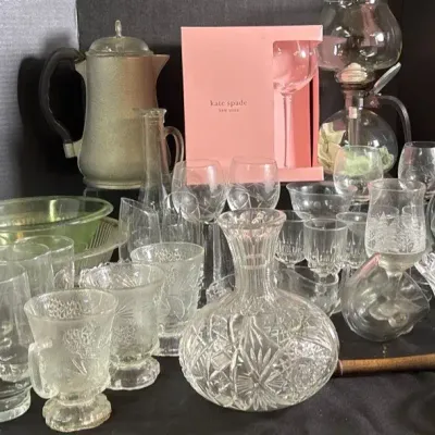 Large Lot Of Glass Stems, Cut Crystal &Glass