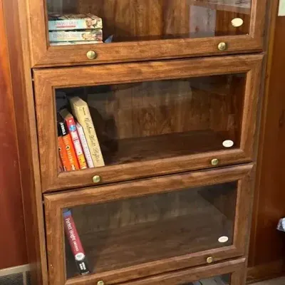 4-Tier Classic Barrister Bookcase with Glass Lift-Up Doors -MDF