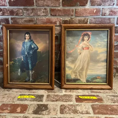 Vintage Framed Art Prints Gainsborough Blue Boy & Lawrence Pinkie - Pair