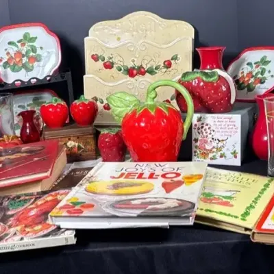 Strawberries And Vintage Cookbooks 