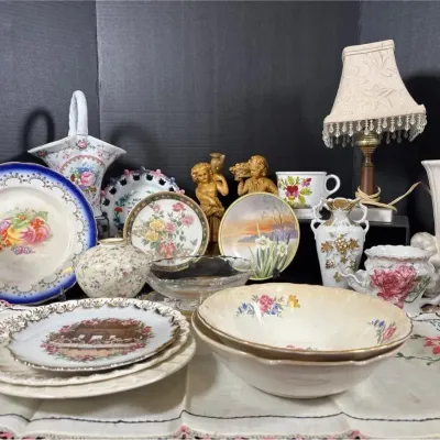 Floral Fantasy Plates, Vases And Table Runner