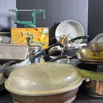 PYREX Pie Plates, Oneida Pots, Apple Peeler And More 