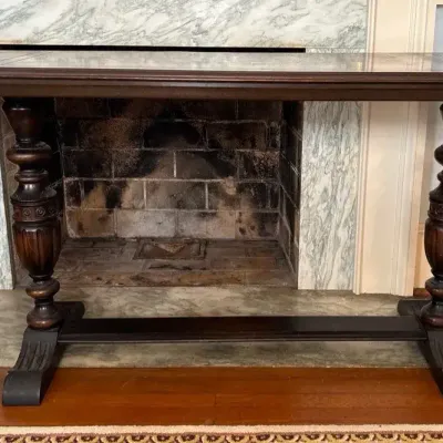 Vintage Jacobean Style Dark Oak Trestle Table / Sofa Table