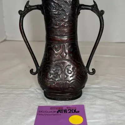 Chinese Archaistic Bronze Vase With Dragon-Head Handles