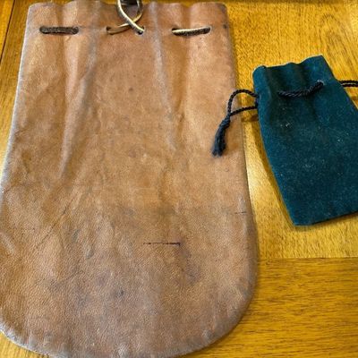 Leather and green pouch