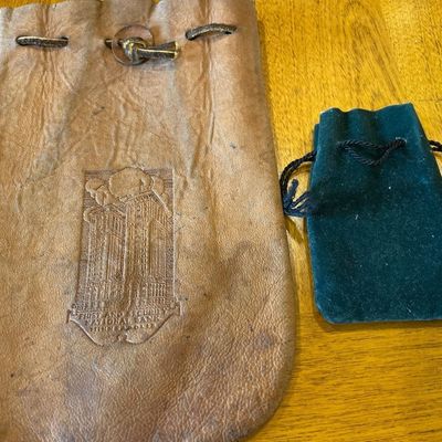 Leather and green pouch