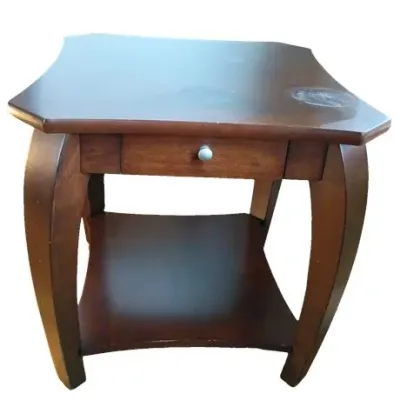 Lot 080  
Cherry-Finish End Table with Drawer and Lower Shelf