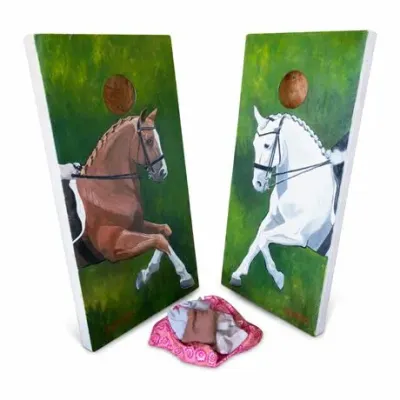 Lot 094   0 Bid(s)
Hand-Painted Horse Cornhole Board Set with Beanbags
