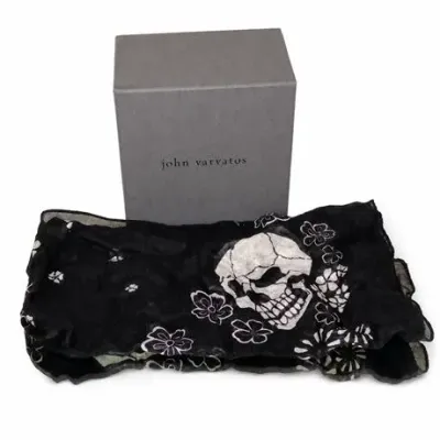 Lot 017   
John Varvatos Skull & Floral Modal-Silk Scarf with Box