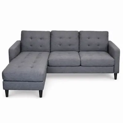 Lot 030   
Gray Tufted Sofa with Chaise Ottoman