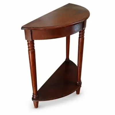 Lot 052   
Traditional Demilune Wood Corner Table with Lower Shelf
